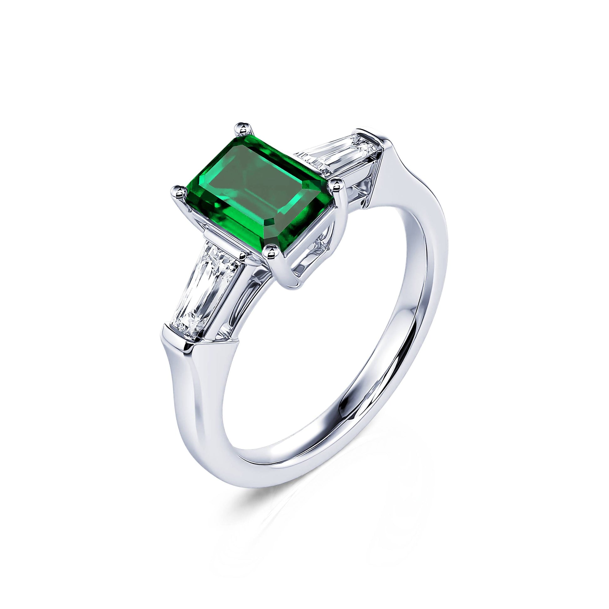 Solitaire platine émeraude et diamant Ella Émeraude 2
