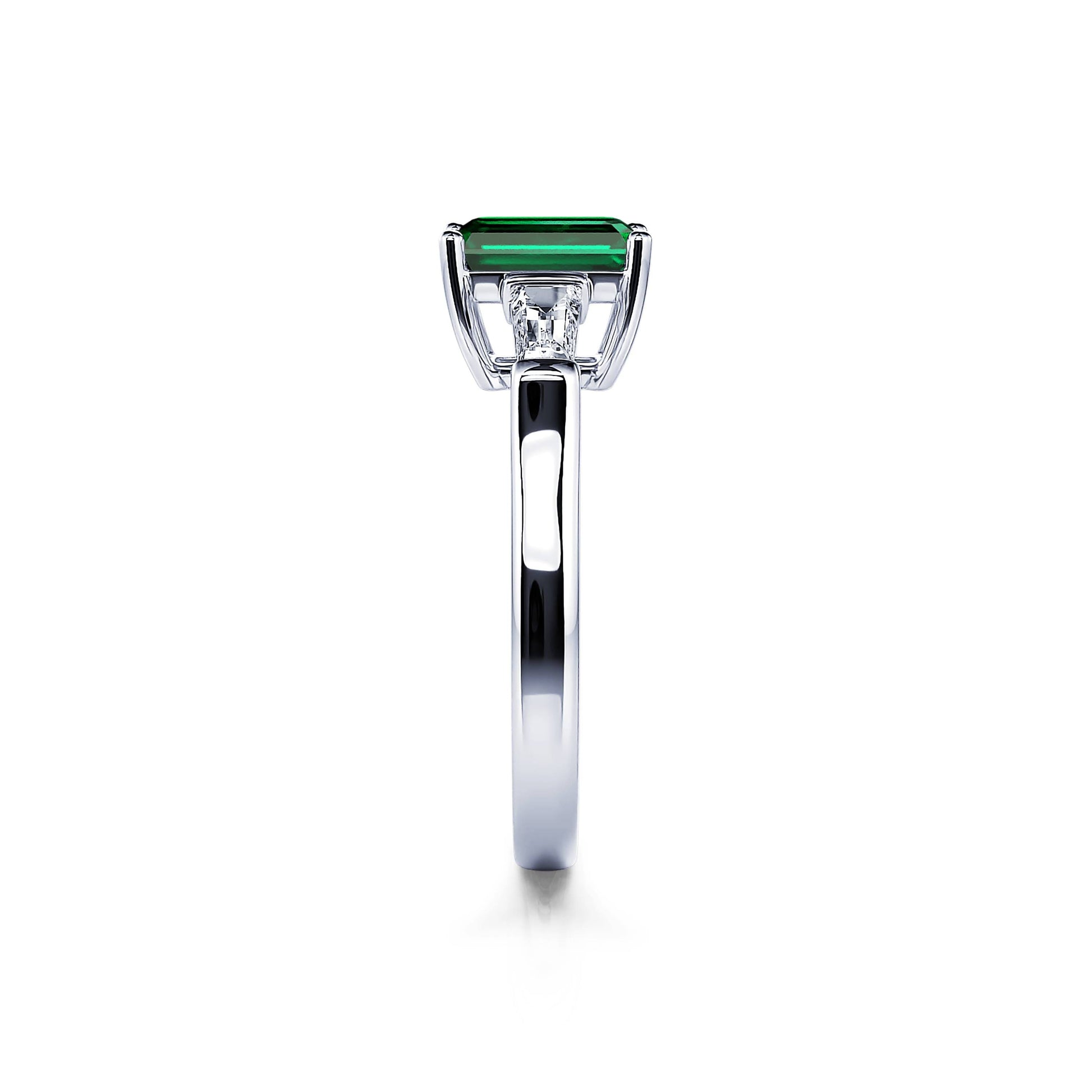 Solitaire platine émeraude et diamant Ella Émeraude 3