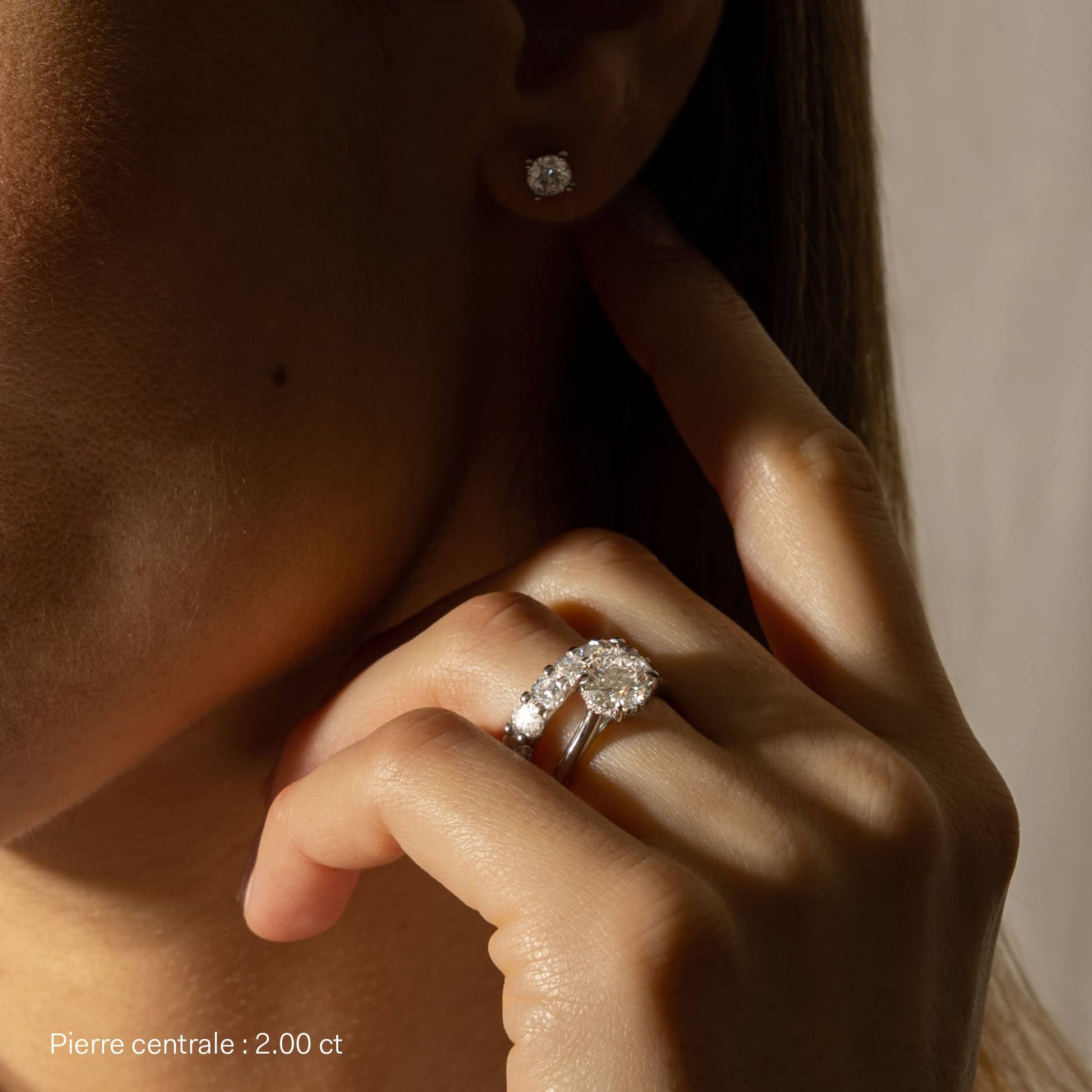 Solitaire or rose diamant de synthèse Elya Lab 6