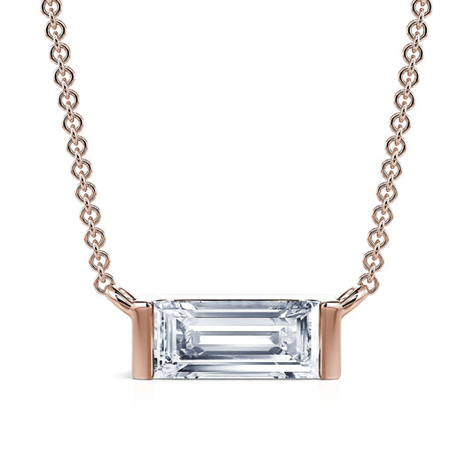 Emy - Collier or rose diamant baguette #2