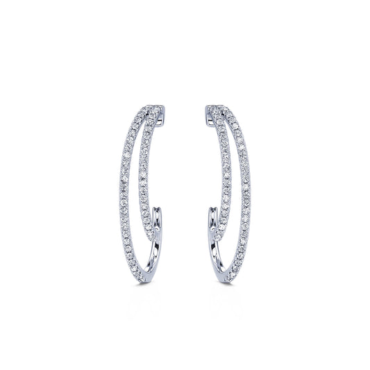 Eunice - Boucles d'oreilles multi-créoles diamant or blanc #2