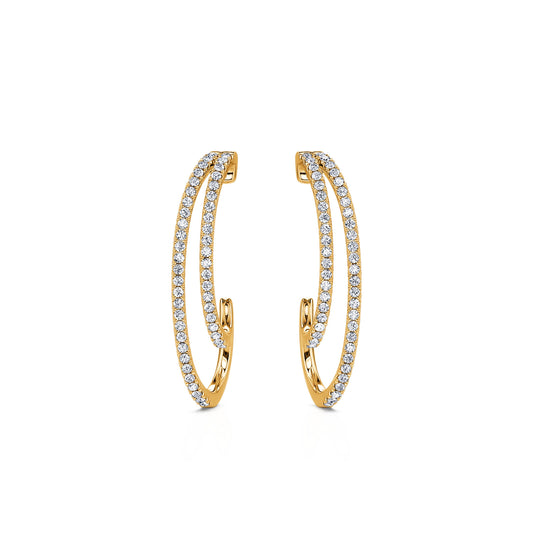 Eunice - Boucles d'oreilles multi-créoles diamant or jaune #2