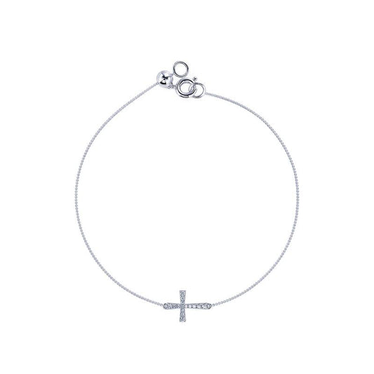 Fily - Bracelet or blanc croix diamant #2