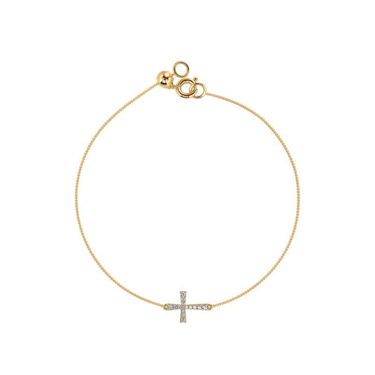 Fily - Bracelet or jaune croix diamant #2