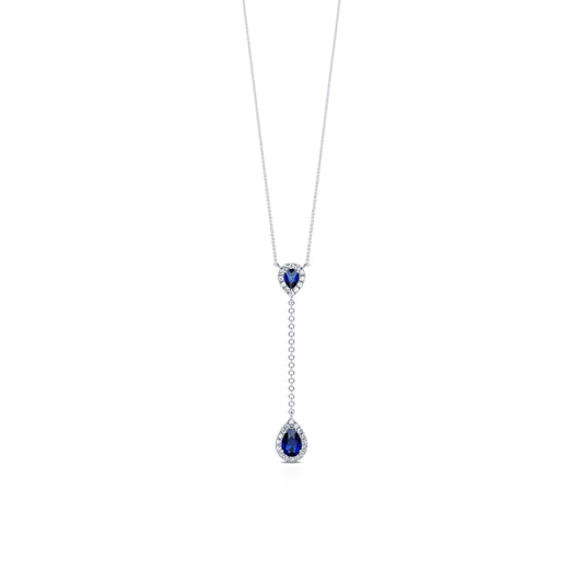 Fina - Collier cravate or blanc diamants et saphir #2