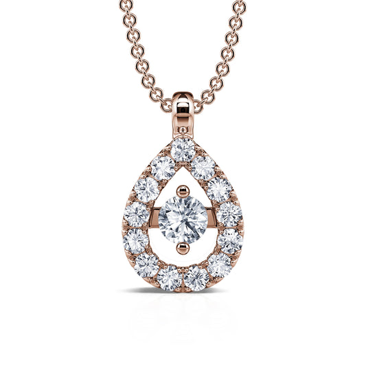 Greenwich - Collier or rose diamant poire avec halo #2