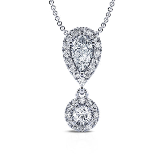 Harlem - Collier or blanc diamant double motif halo #2