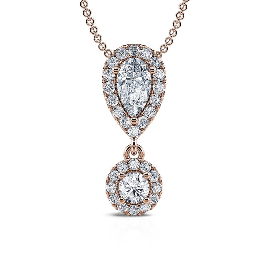 Harlem - Collier or rose diamant double motif halo #2