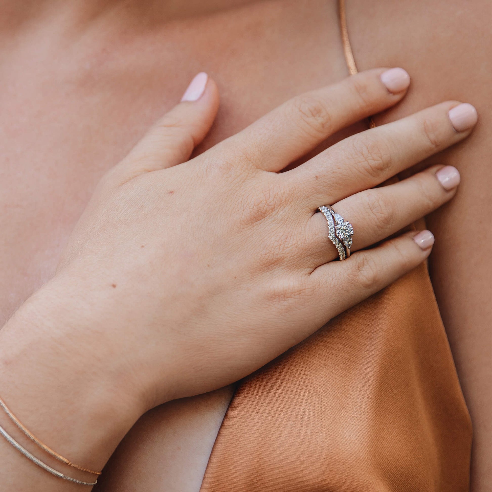 Alliance demi tour diamant or rose Héléna 6