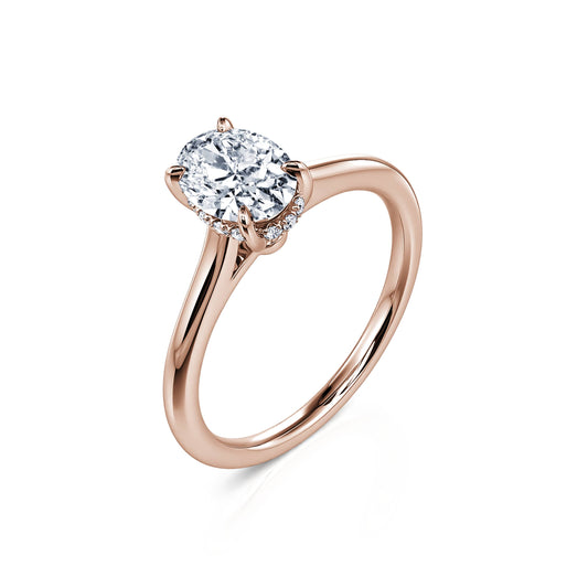Hope - Solitaire diamant ovale en or rose #2