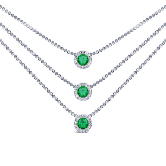 Janet - Collier or blanc diamant et émeraude #2