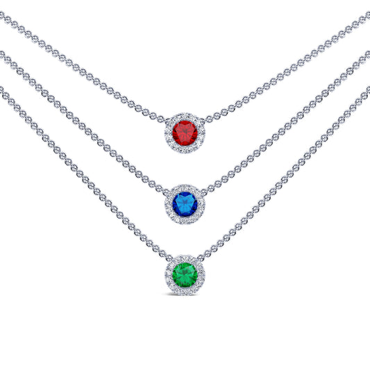 Janet - Collier or blanc diamant rubis, émeraude et saphir #2