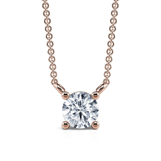 Joy - Collier solitaire diamant or rose #2