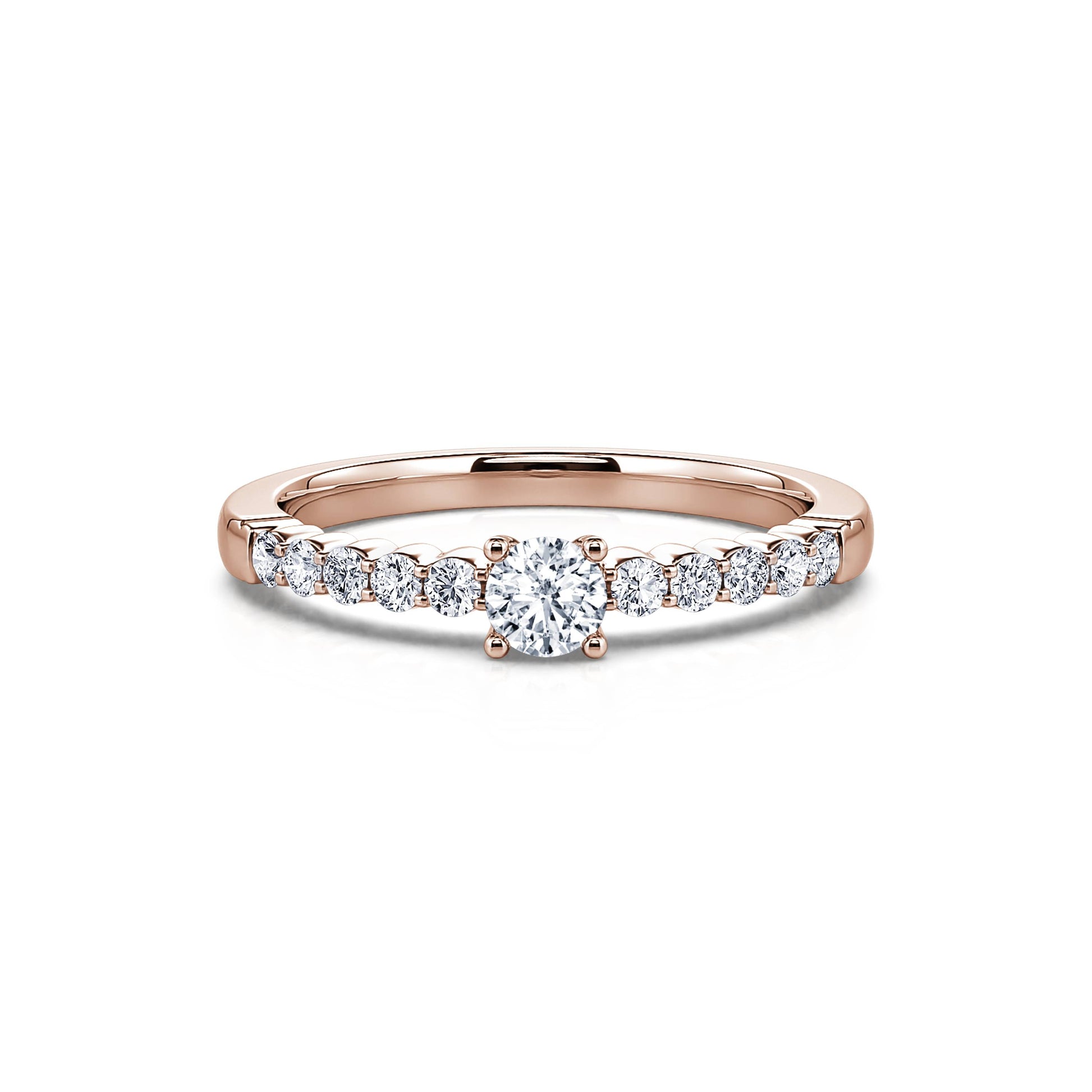 Bague de fiançailles or rose diamant rond Laurette 3