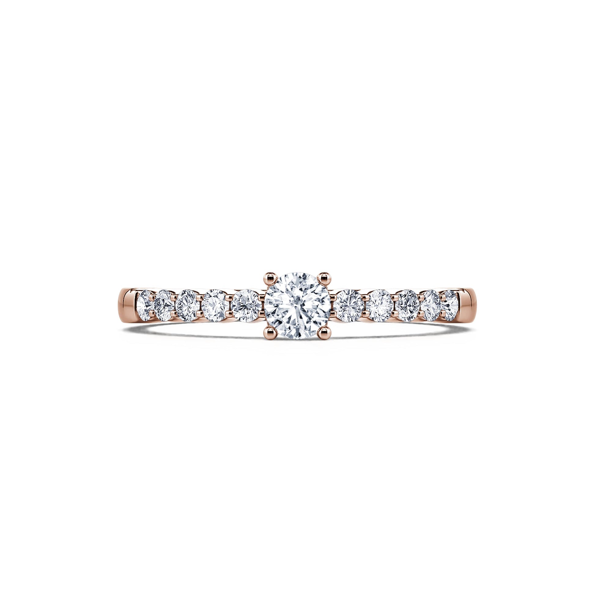 Bague de fiançailles or rose diamant rond Laurette 1