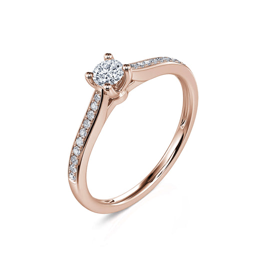 Lawrence - Solitaire 4 griffes or rose et diamant #2
