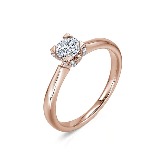 Léa - Solitaire diamant or rose #2