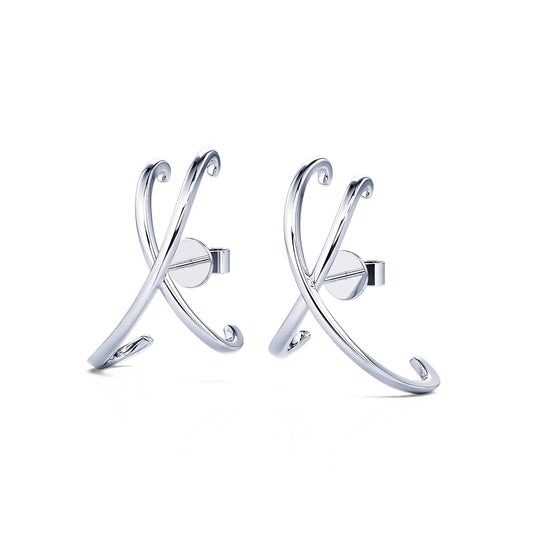 Lélia - Boucles d'oreilles croisée or blanc #2