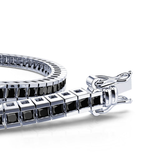 Lenny - Bracelet tennis diamant noir or blanc #2