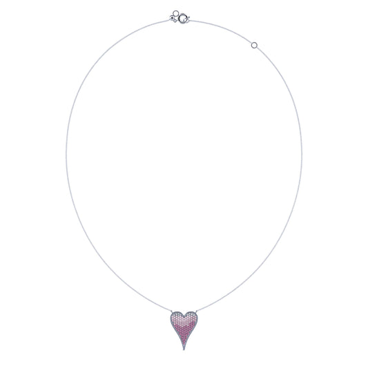 Lev - Collier coeur or blanc pavé rubis dégradé #2