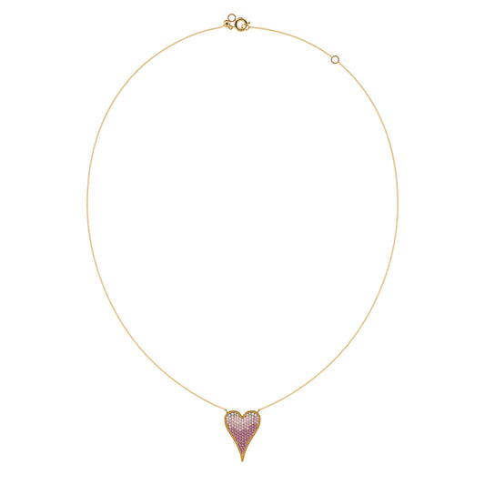 Lev - Collier coeur or jaune pavé rubis dégradé #2
