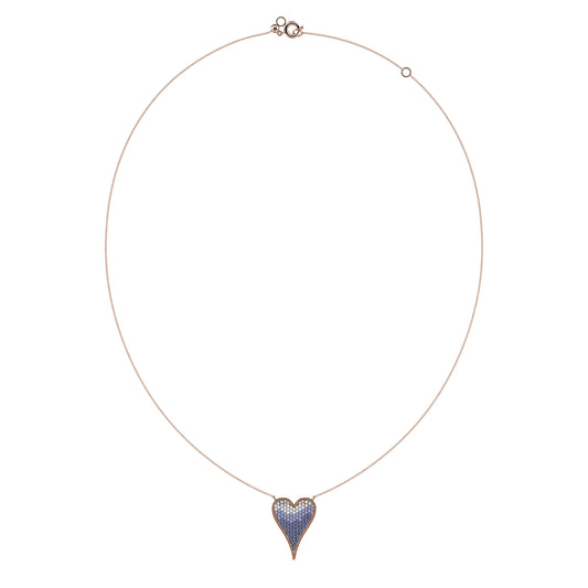 Lev - Collier coeur or rose pavé saphirs dégradé #2