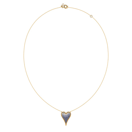 Lev - Collier coeur or jaune pavé saphirs dégradé #2