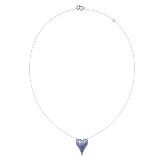Lev - Collier coeur or blanc pavé saphirs dégradé #2