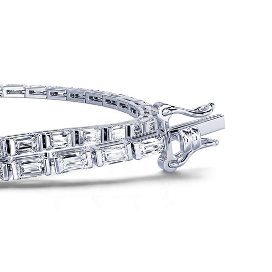 Lina - Bracelet tennis diamant baguette or blanc #2