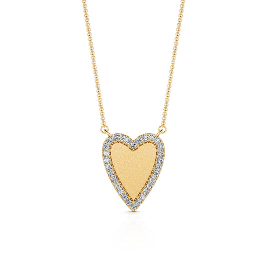 Loy - Collier diamant coeur interieur mat or jaune #2