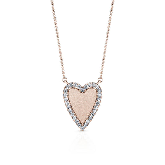 Loy - Collier diamant coeur interieur mat or rose #2