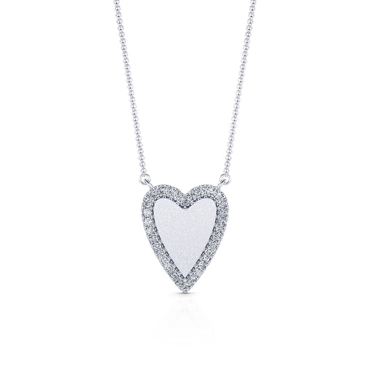 Loy - Collier diamant coeur interieur mat or blanc #2