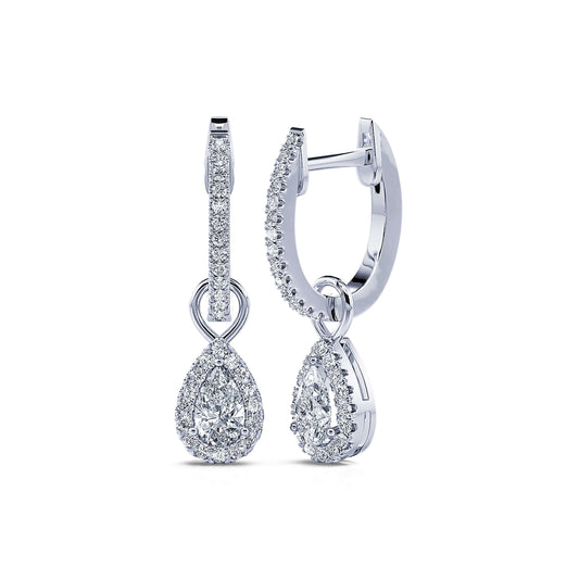 Luna poire - Créoles or blanc et diamant poire 2 en 1 #2