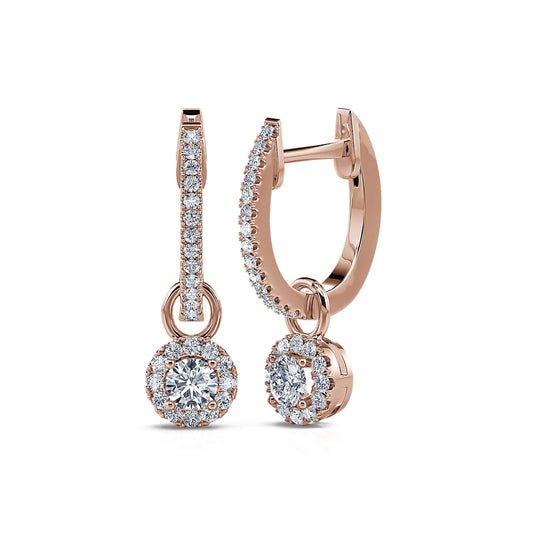 Luna rond - Créoles or rose et diamant brillant 2 en 1 #2