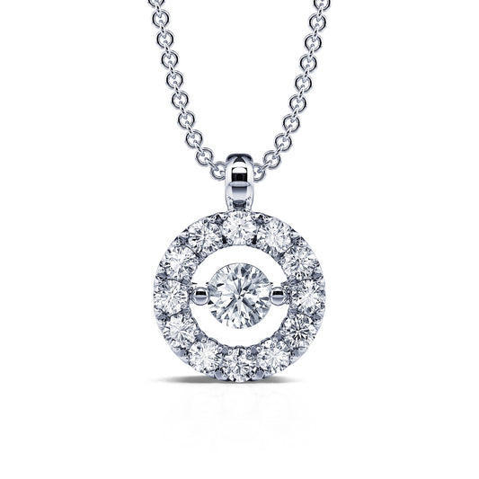 Madison - Collier or blanc diamant rond avec halo #2