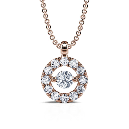 Madison - Collier or rose diamant rond avec halo #2