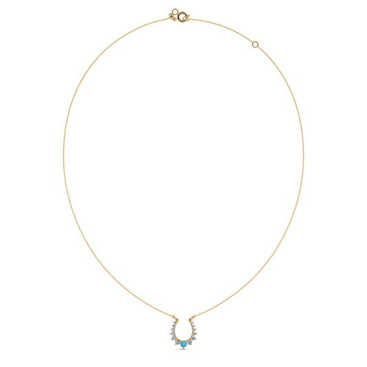 Maria - Collier encre or jaune diamant et turquoise #2