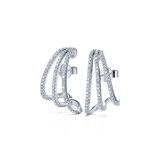 Martha - Boucles d'oreilles multi-créoles diamant or blanc #2