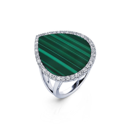 Masha - Bague or blanc malachite #2