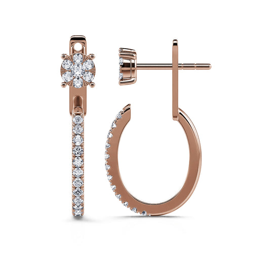 Maya - Créoles or rose et diamant brillant 2 en 1 #2