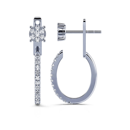 Maya - Créoles or blanc et diamant brillant 2 en 1 #2