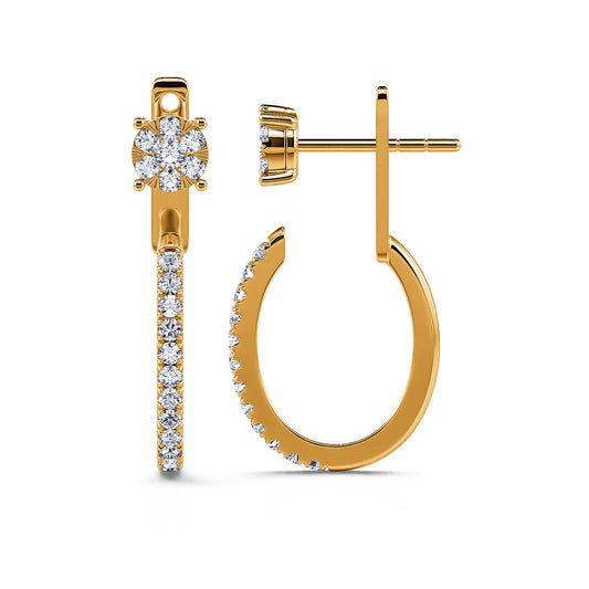 Maya - Créoles or jaune et diamant brillant 2 en 1 #2