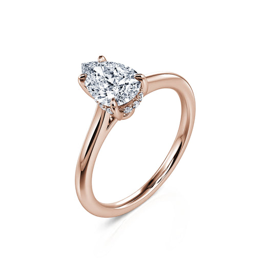 Merav Lab - Bague de fiançailles poire or rose diamant de synthèse #2