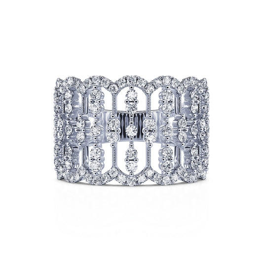 Mindy - Bague dentelle or blanc et diamant  #2