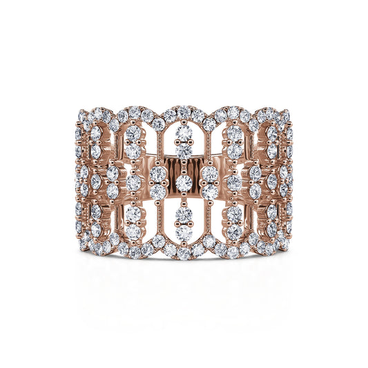 Mindy - Bague dentelle or rose et diamant  #2