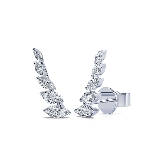 Nina - Boucle d'oreilles or blanc et diamant marquise #2