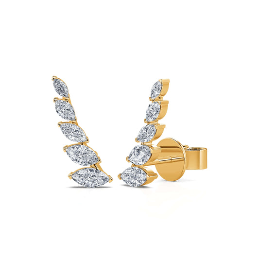 Nina - Boucle d'oreilles or jaune et diamant marquise #2