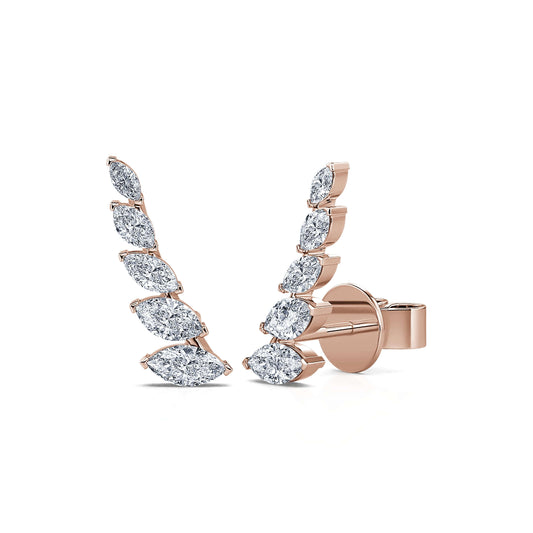 Nina - Boucle d'oreilles or rose et diamant marquise #2