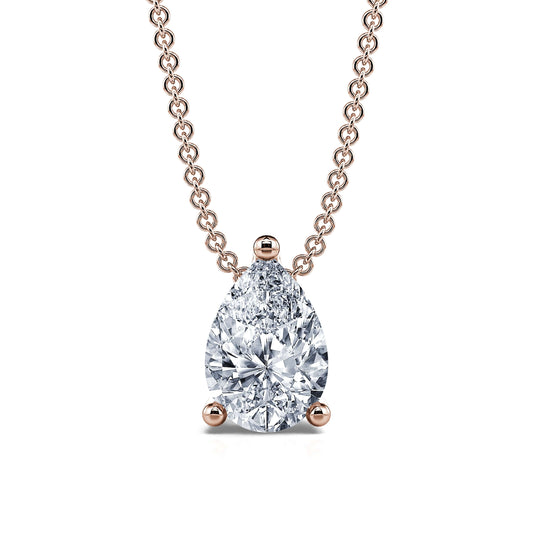 Noa - Pendentif goutte diamant poire or rose #2