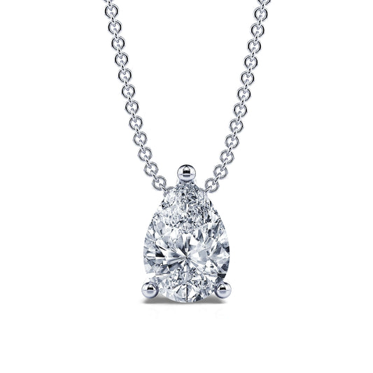 Noa - Pendentif goutte diamant poire or blanc #2